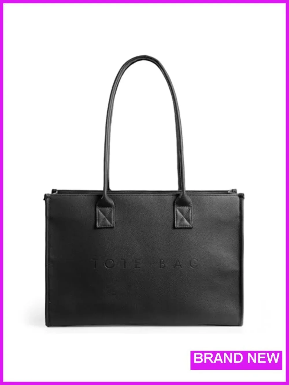 Oversize PU Leather Tote Bag Women Weekender Shopper Handbag with Top Handle